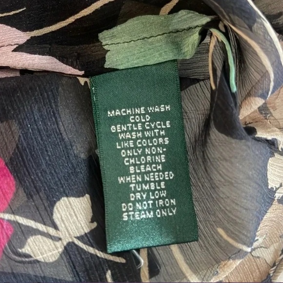 Stunning Ralph Lauren Sleeveless Ruffle Floral Chiffon Blouse I  Sz 6 - Picture 7 of 8